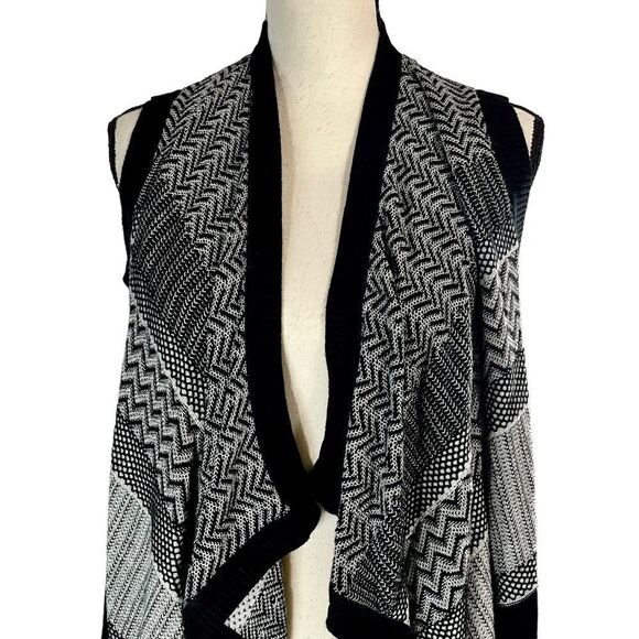 Banana Republic Sleeveless Open Front Waterfall Cardigan XS Black Gray - Picture 2 of 8